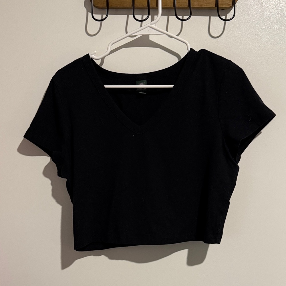 Wild Fable Black V-Neck Crop Top